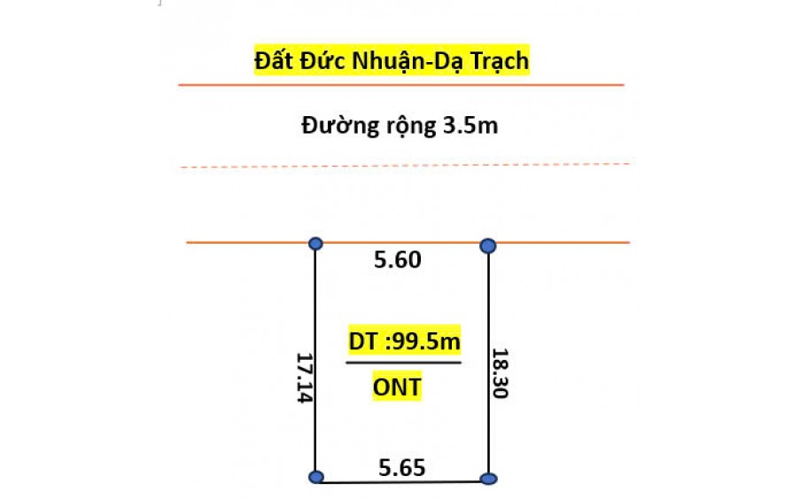 Bán đất Đức Nhuận Dạ Trạch diện tích 99.5m mặt tiền 5.56m nở hậu giá đầu tư